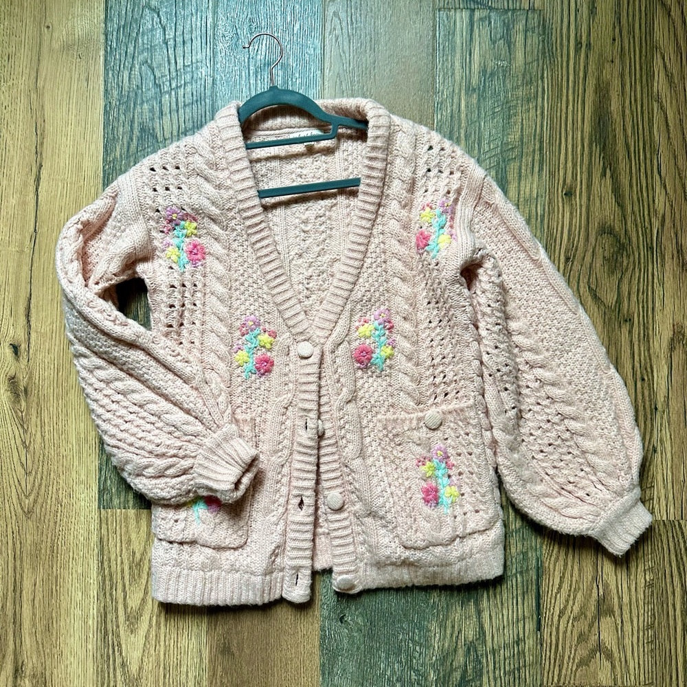 For Love & Lemons Pink Floral Sweater size XS